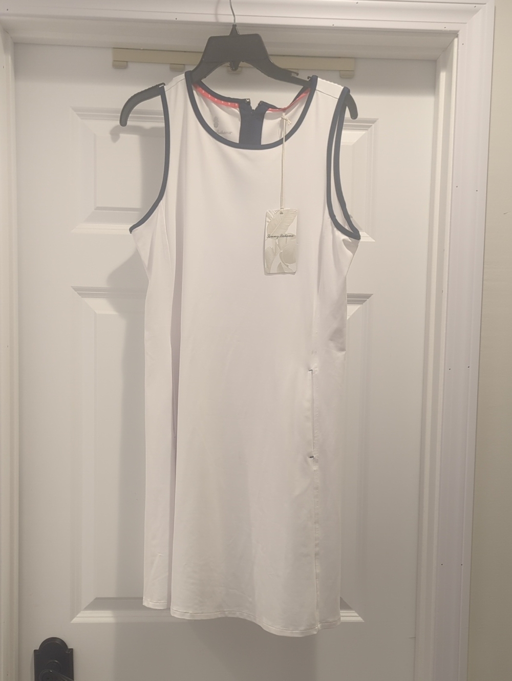 Tommy Bahama White Dress With Pockets & Navy Trim